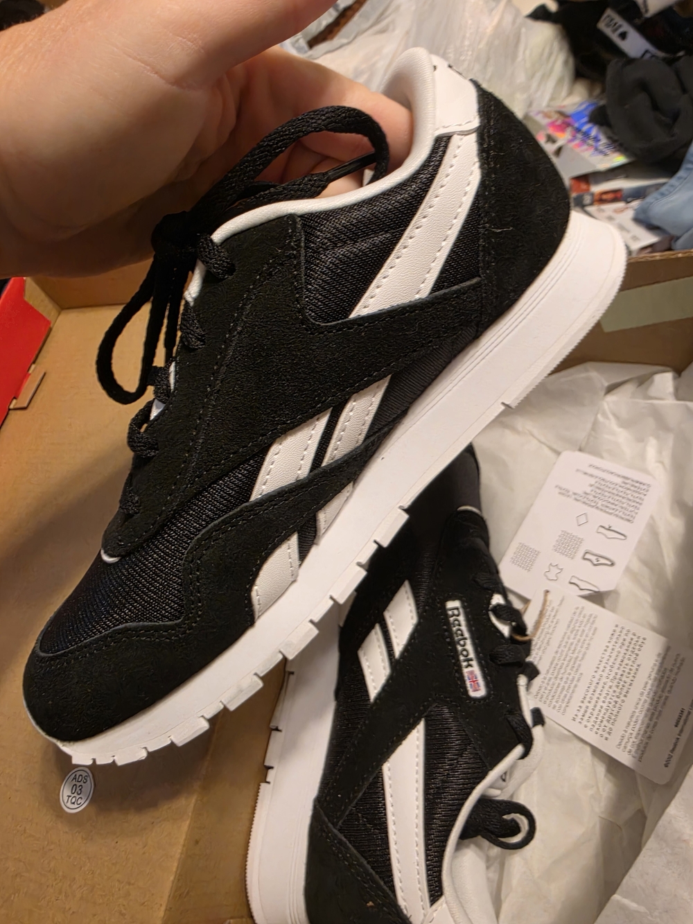 Reebok Kids Black and White Classic Low-Top Sneakers